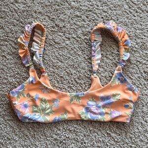 Floral Bikini Top with Ruffled Straps